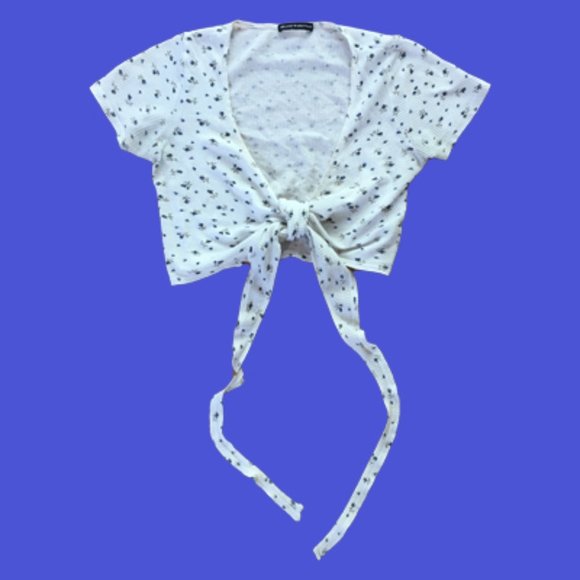 Brandy Melville Tops - Brandy Melville Crop Wrap Tie Short Sleeve Top